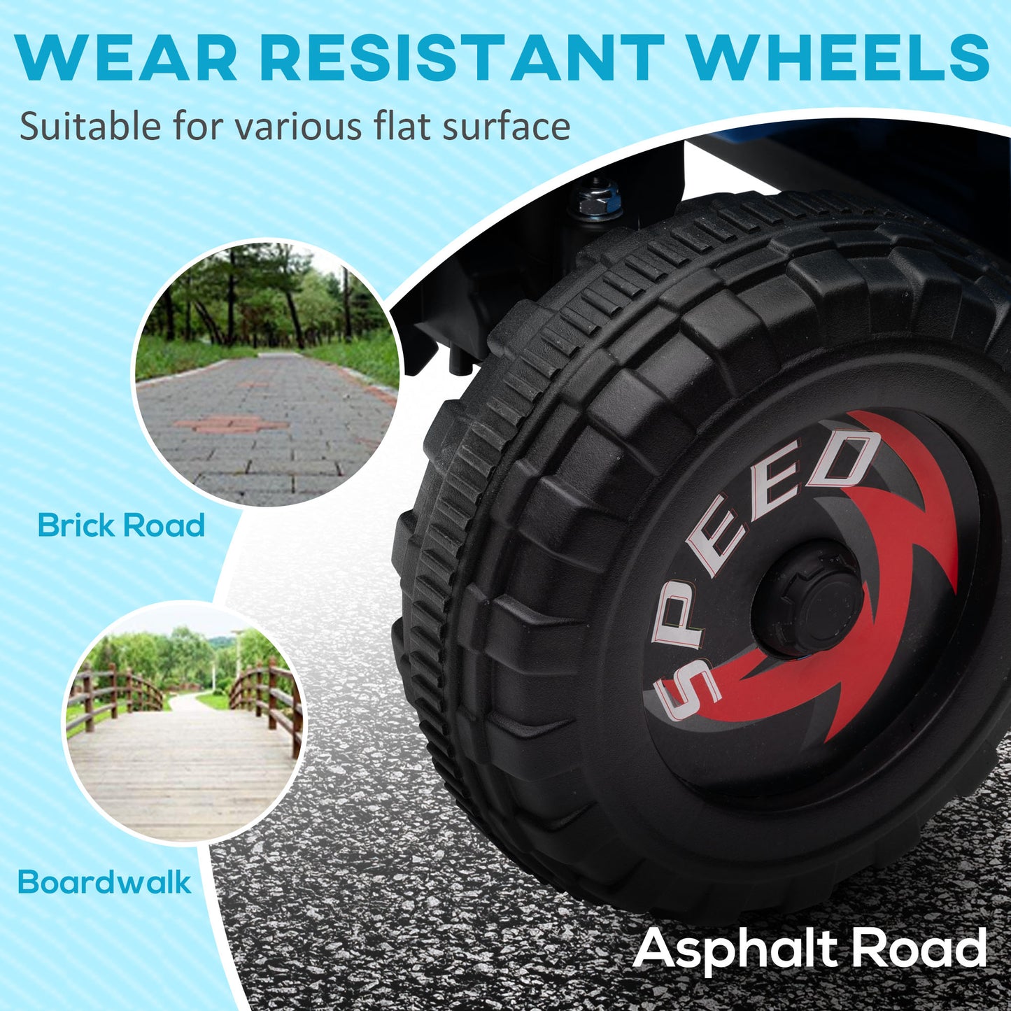 6V Quad Bike with Back Trailer, Wear-Resistant Wheels