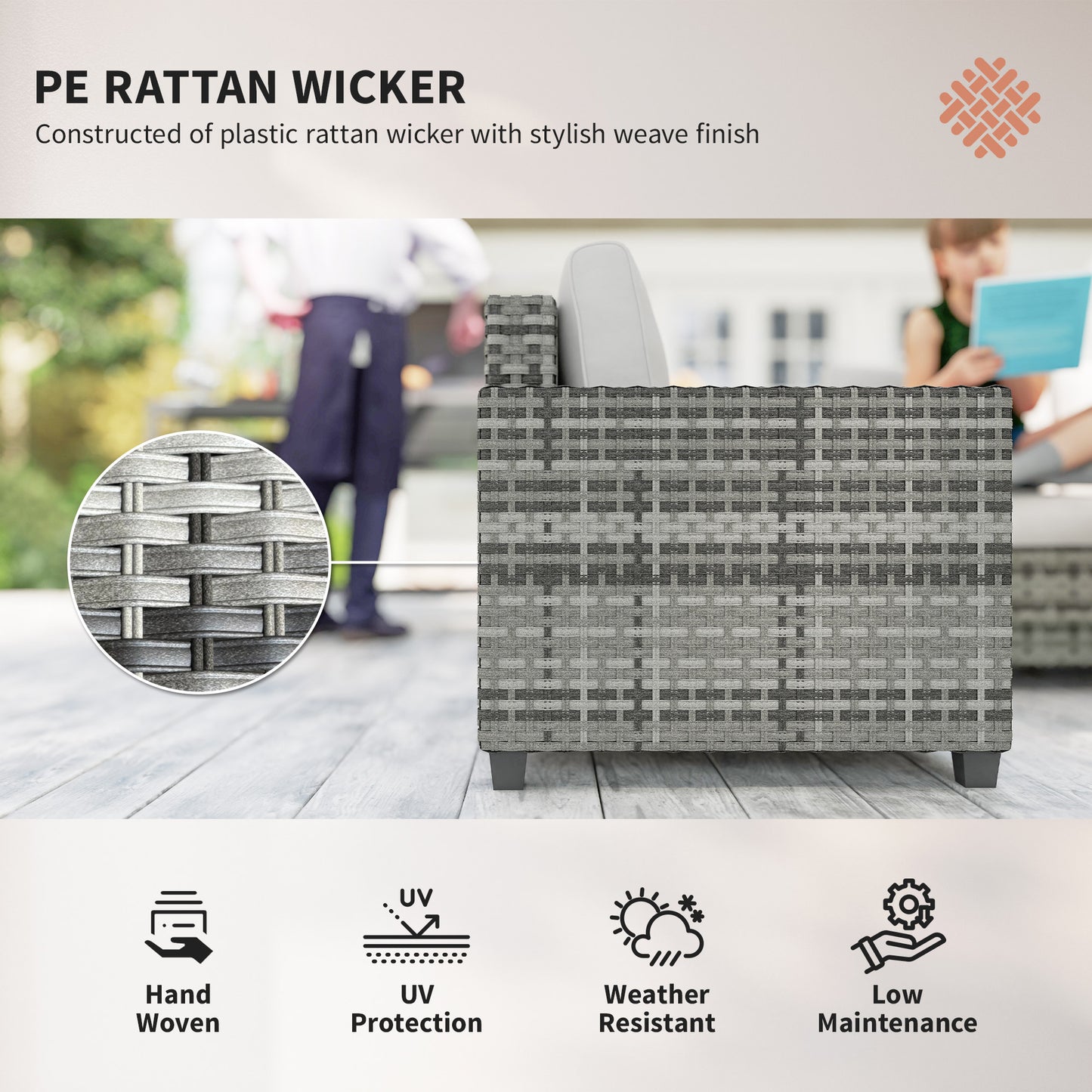 Six-Piece Modular Rattan Sofa Set