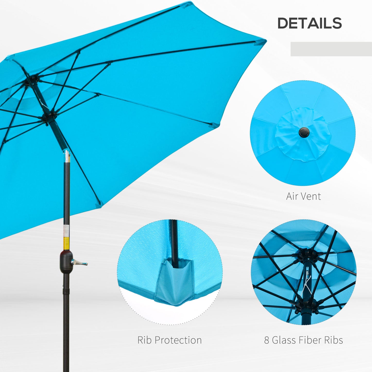 2.6M Patio Parasol Sun Umbrella