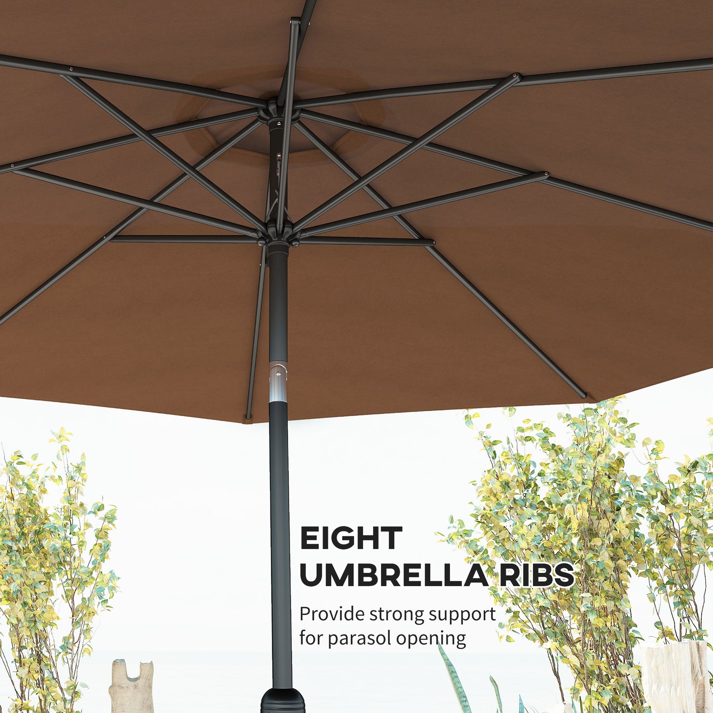 3(m) Tilting Parasol Garden Umbrellas, Outdoor Sun Shade with 8 Ribs