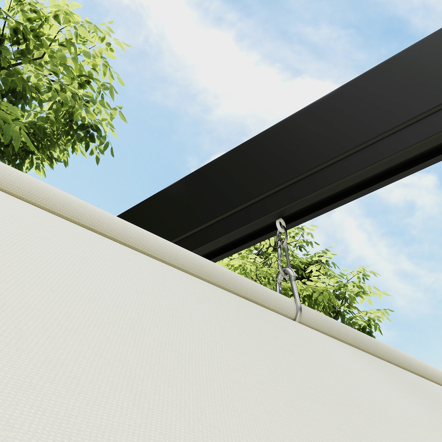 2 x 3(m) Lean To Steel Pergola, with Moving Fabric Canopy