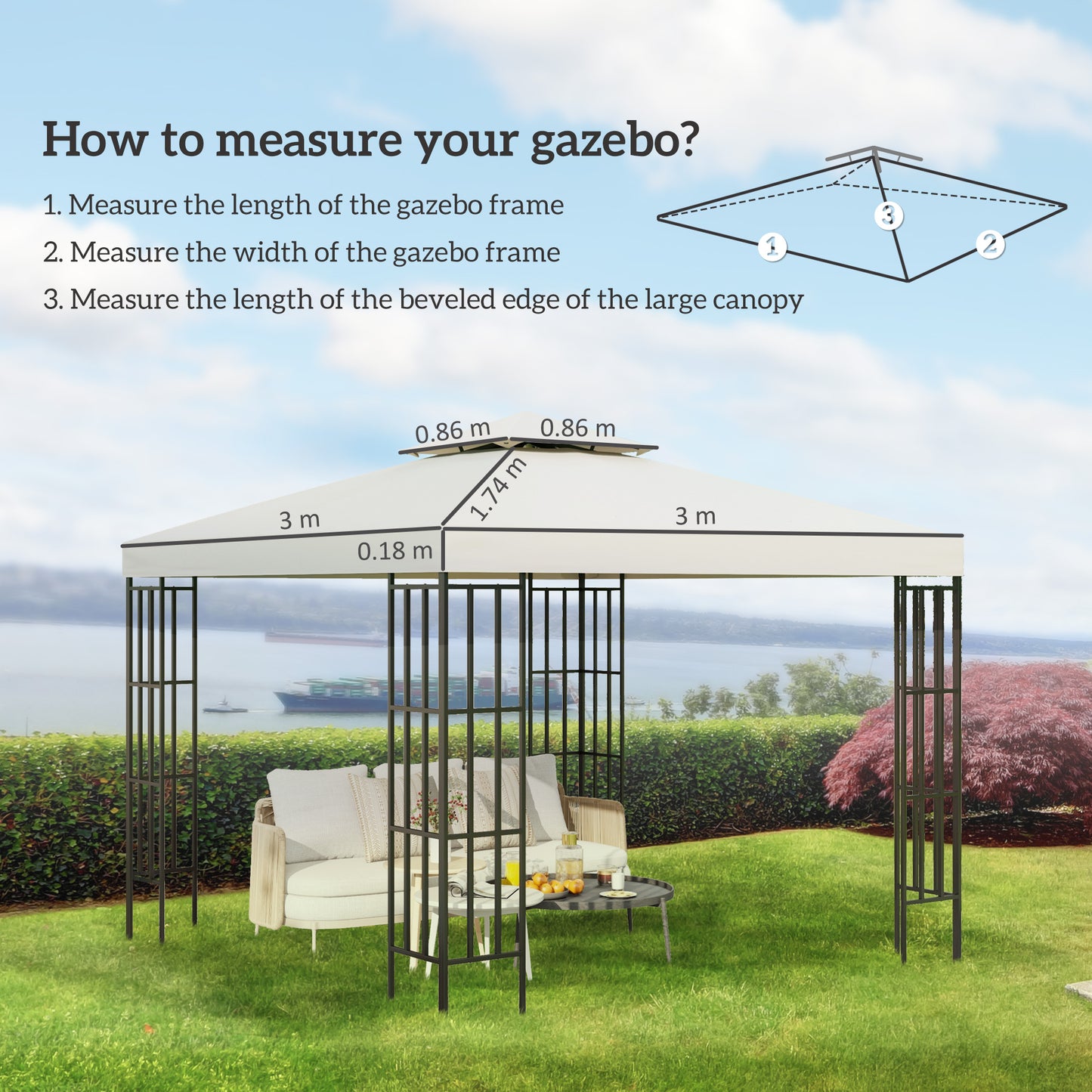 3 x 3 m Replacement Gazebo Canopy