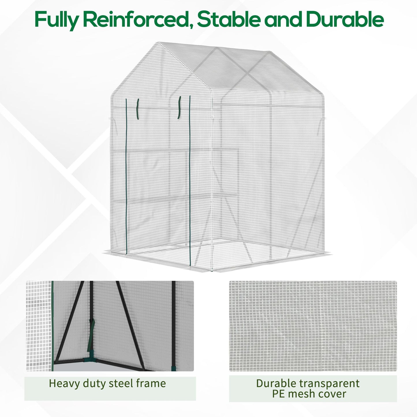 Walk In Greenhouse with 2 Tier Shelf (1)