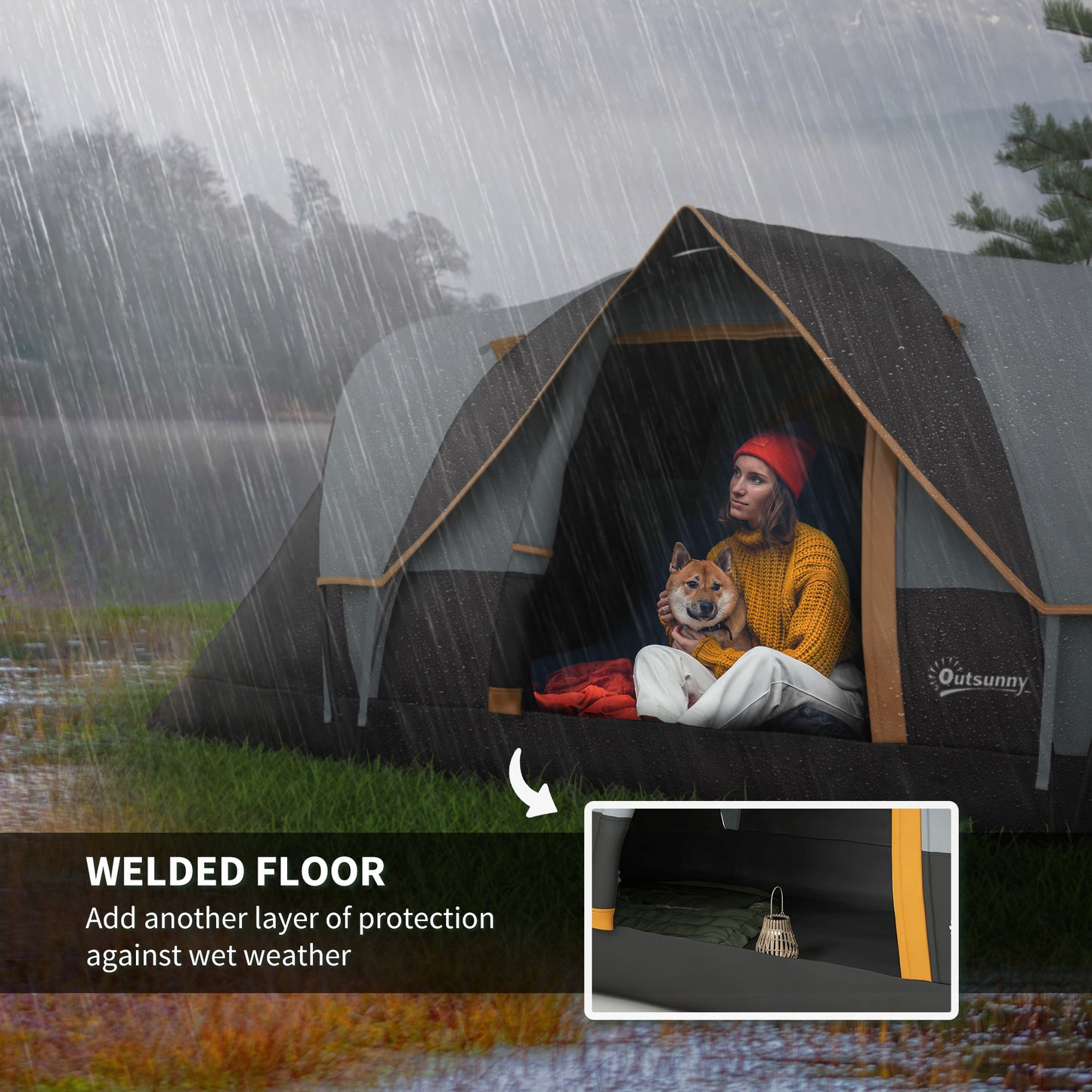 5-6 Man Dome Camping Tent - Light Grey and