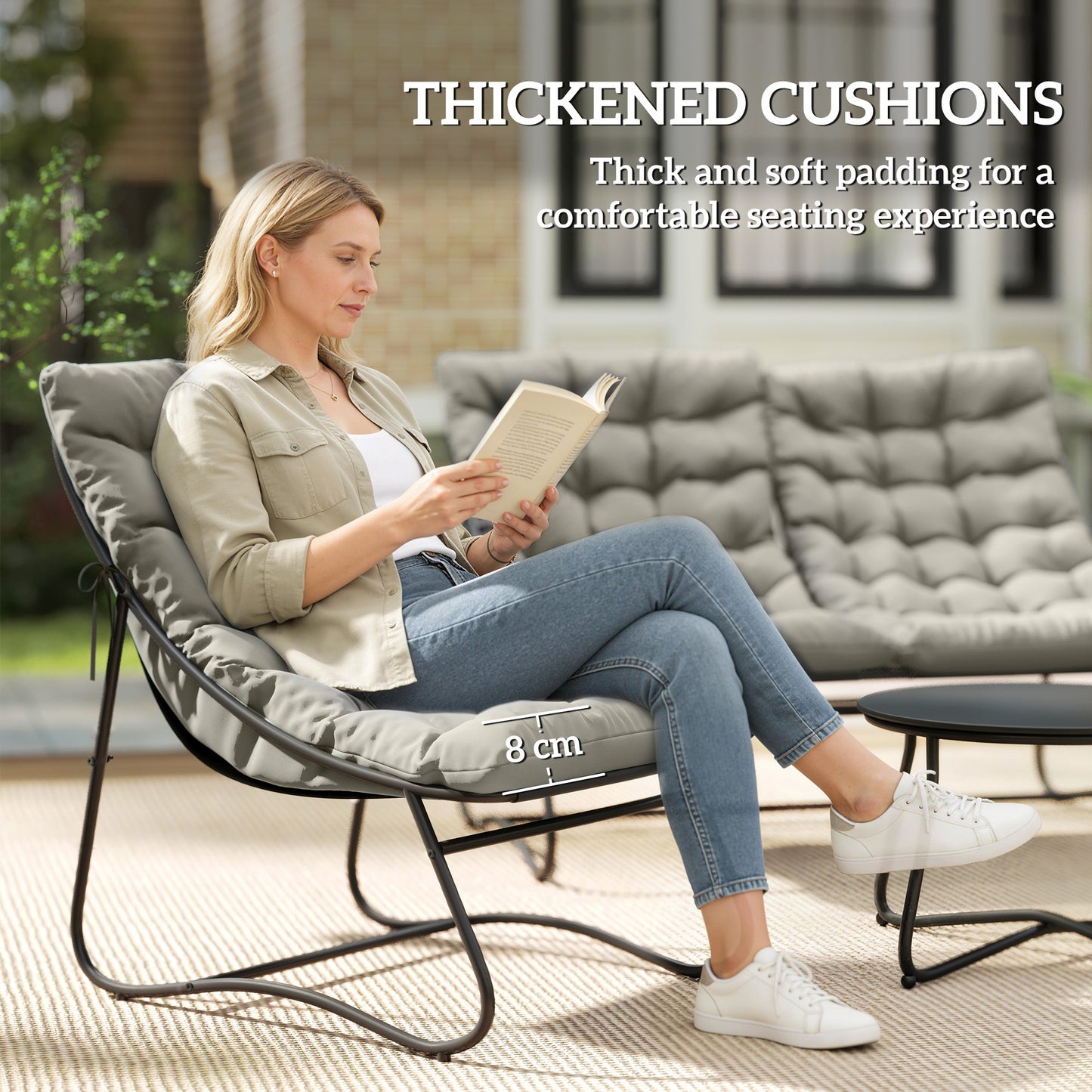 4 Seater Garden Furniture Set, Conversation Set with Loveseat Sofa