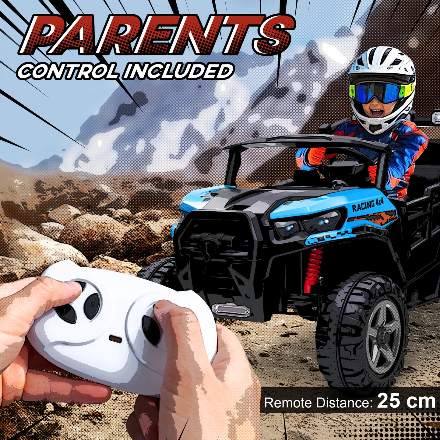 24V Electric Ride on Car, 2-Seater Electric Car for Kids with Remote