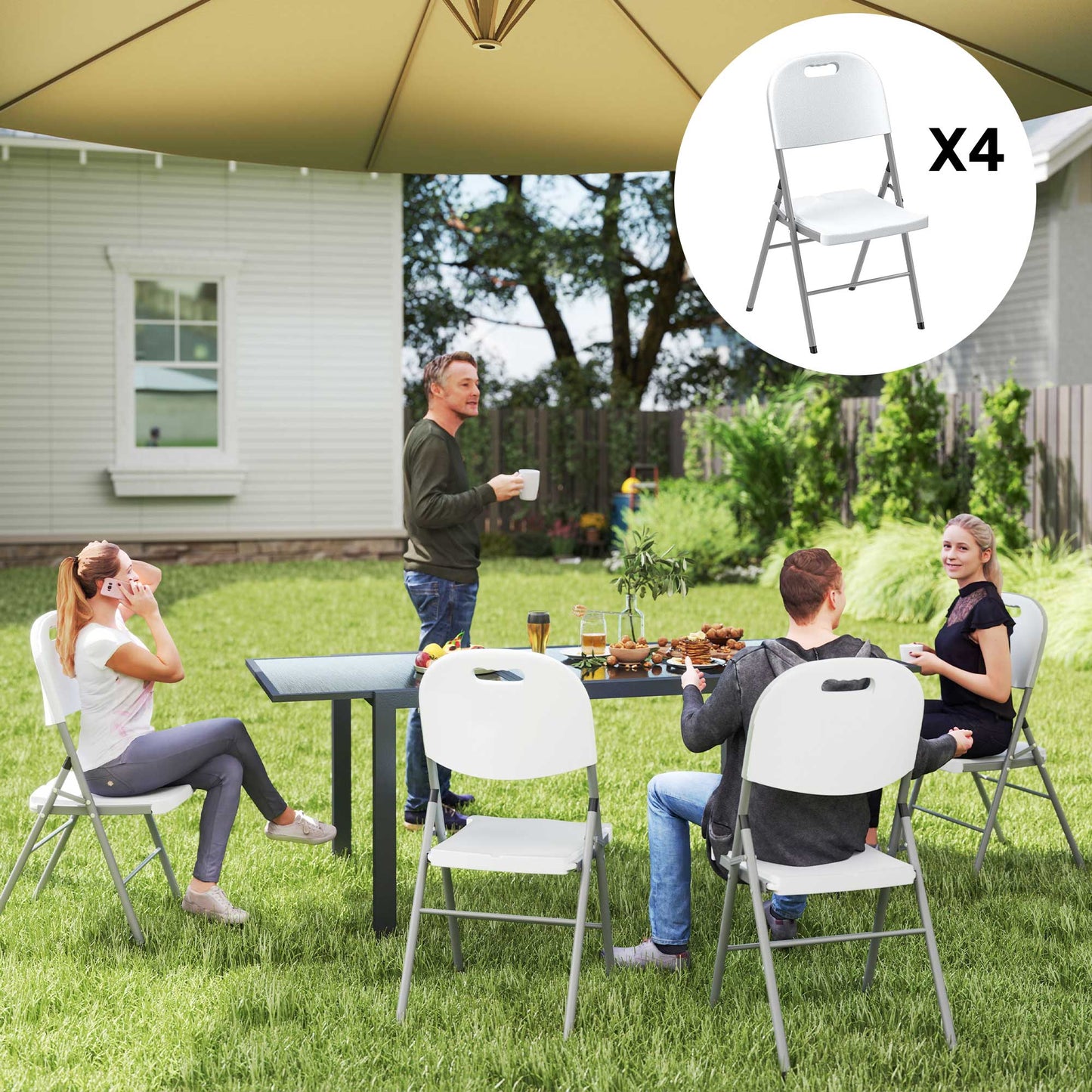 Set of Four Foldable Outdoor Chairs