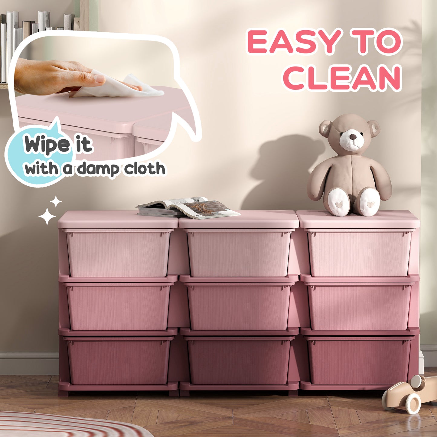 Kids Storage Unit, with Nine Drawers