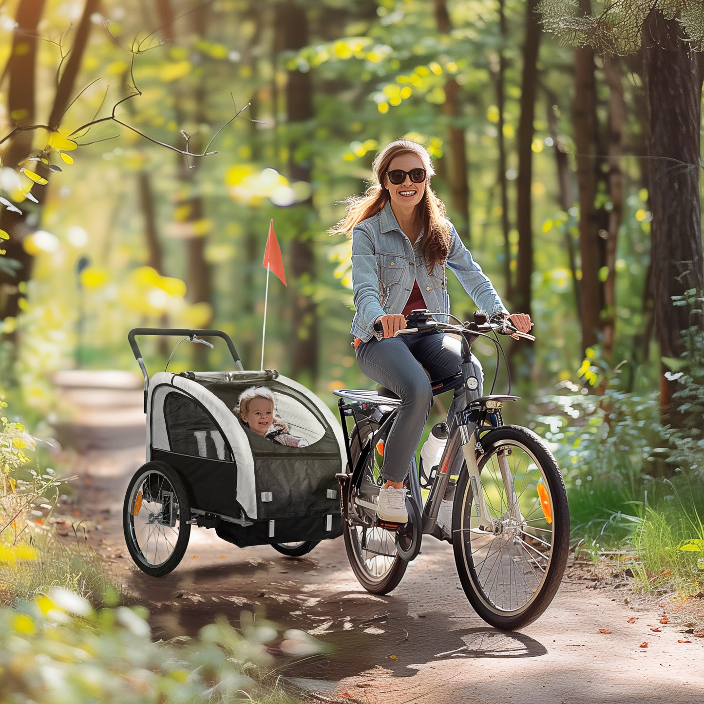 2 Seat Bike Trailer with 5 Point Harness