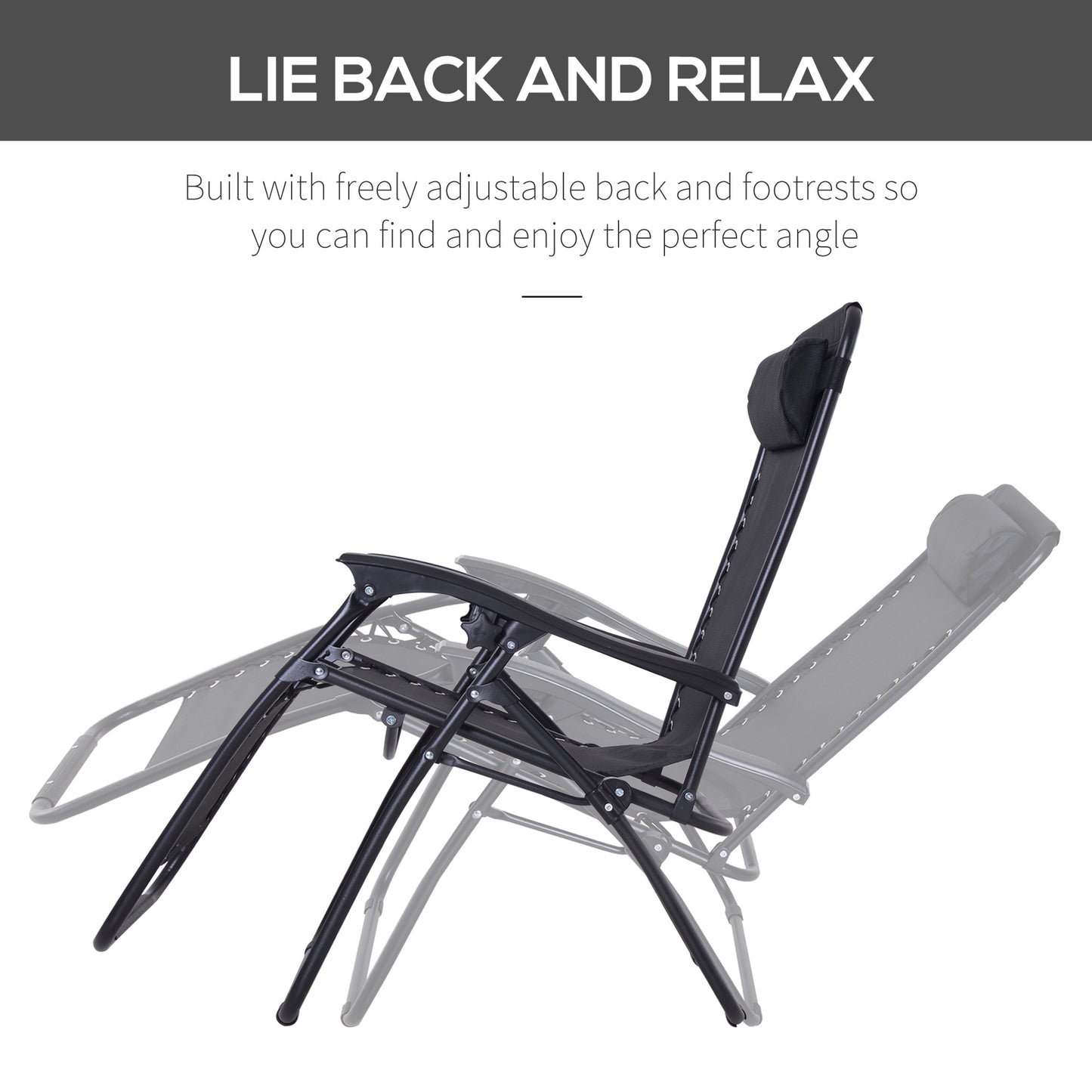 Zero Gravity Chair Metal Frame Texteline Armchair Outdoor Folding