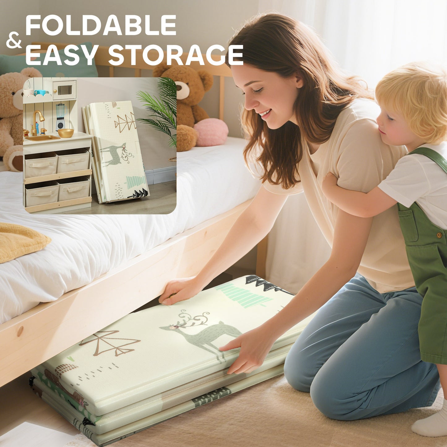 Animal-Themed Baby Plat Mat Double Sided, Foldable