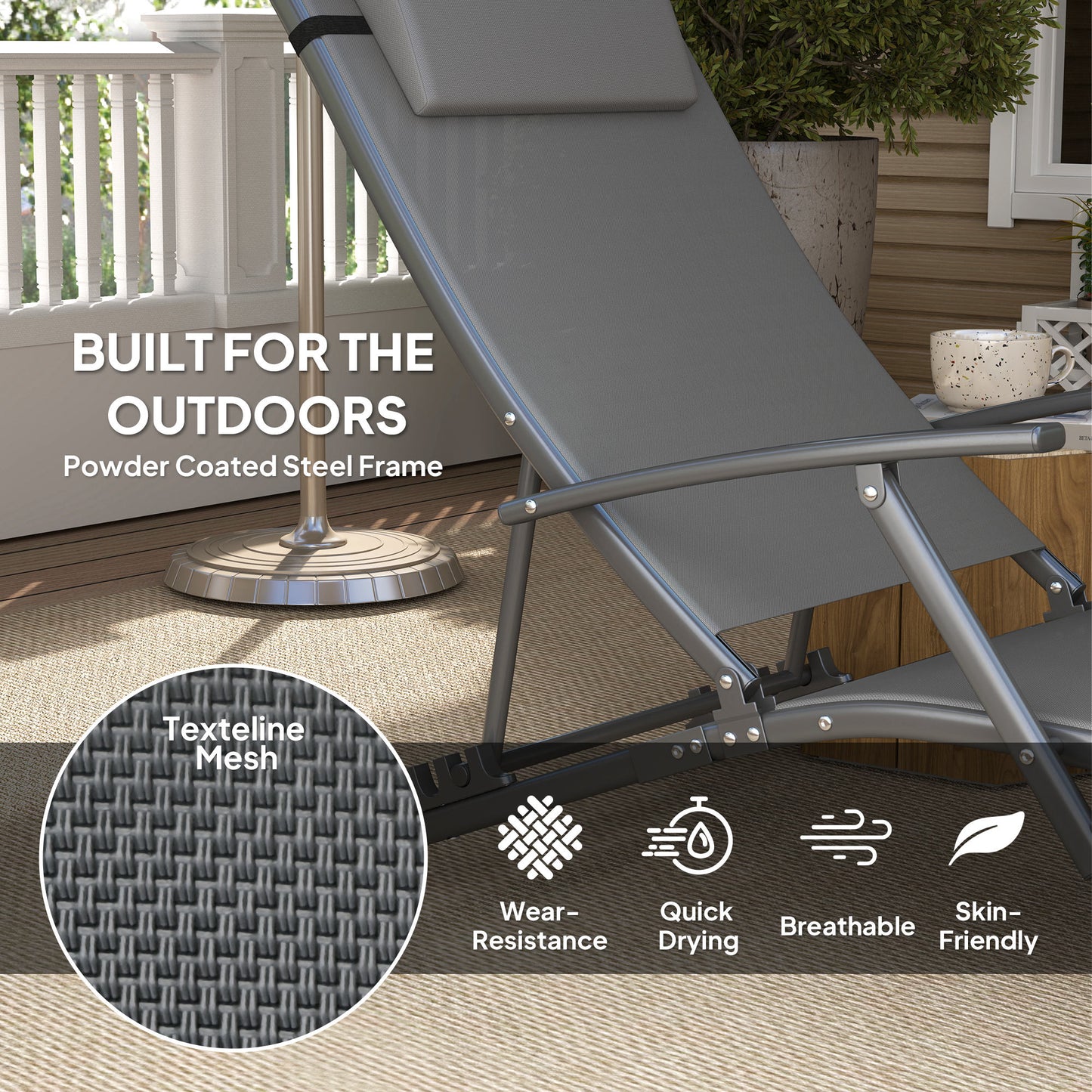Set of Two Adjustable Back Sun Loungers