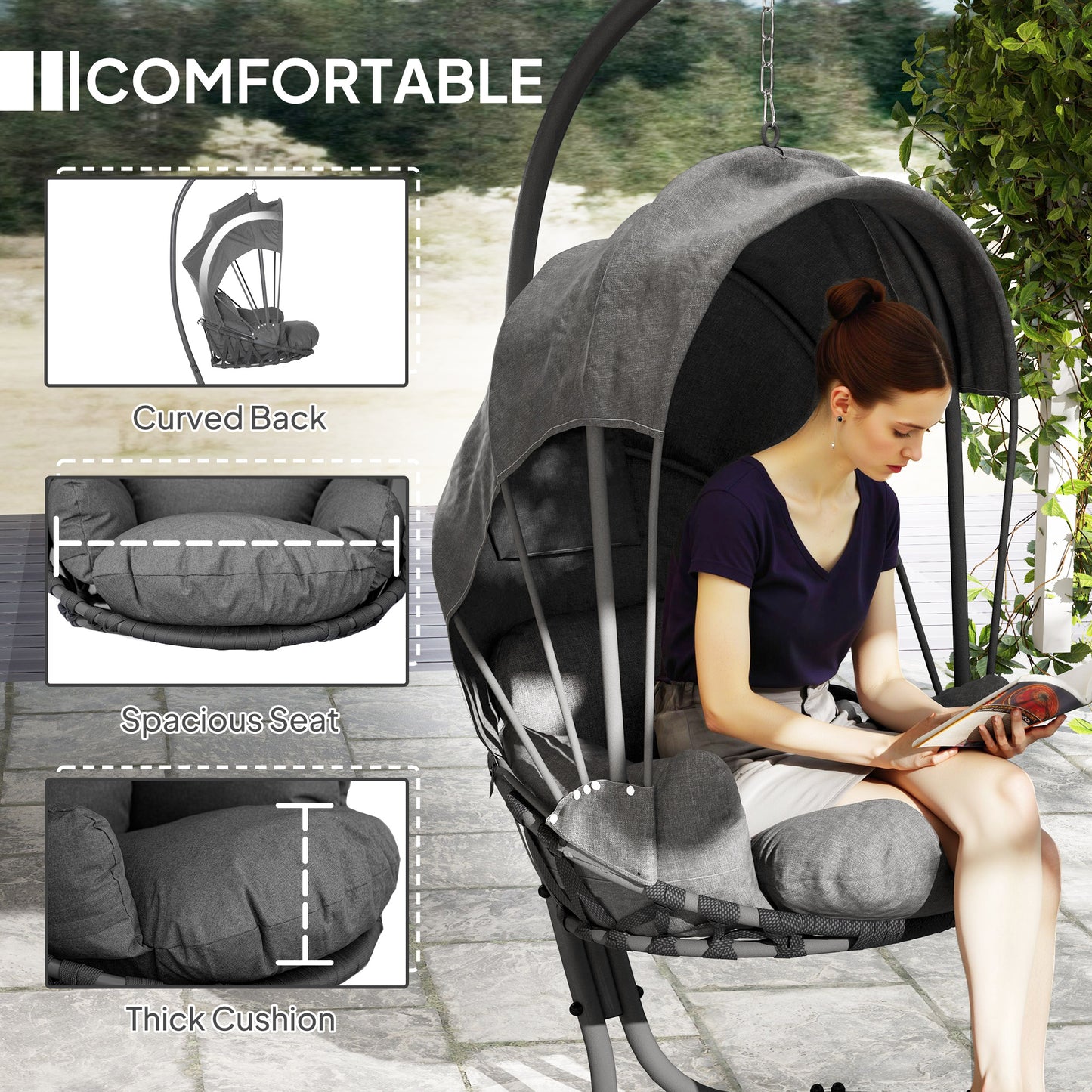 Hanging Egg Chair Swing Hammock Chair with Stand