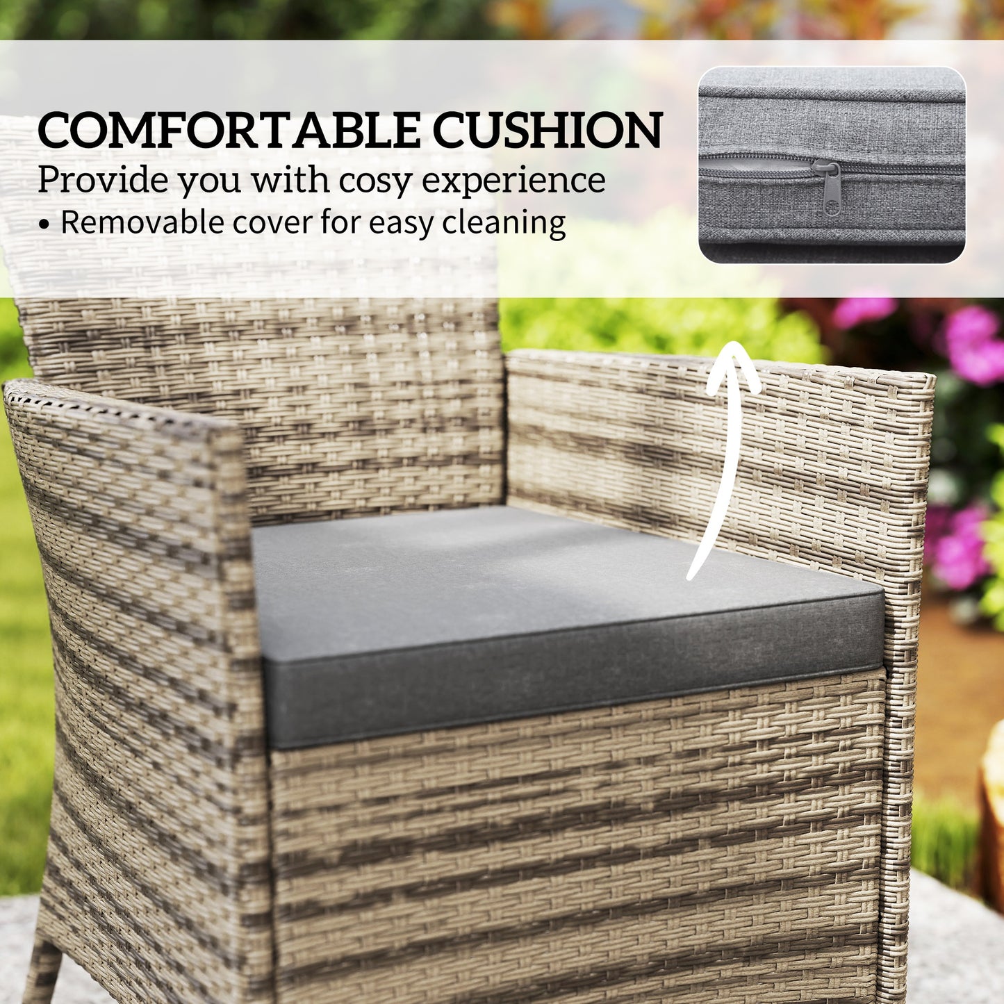 Five-Piece Rattan Garden Set, with Two-Tier Table