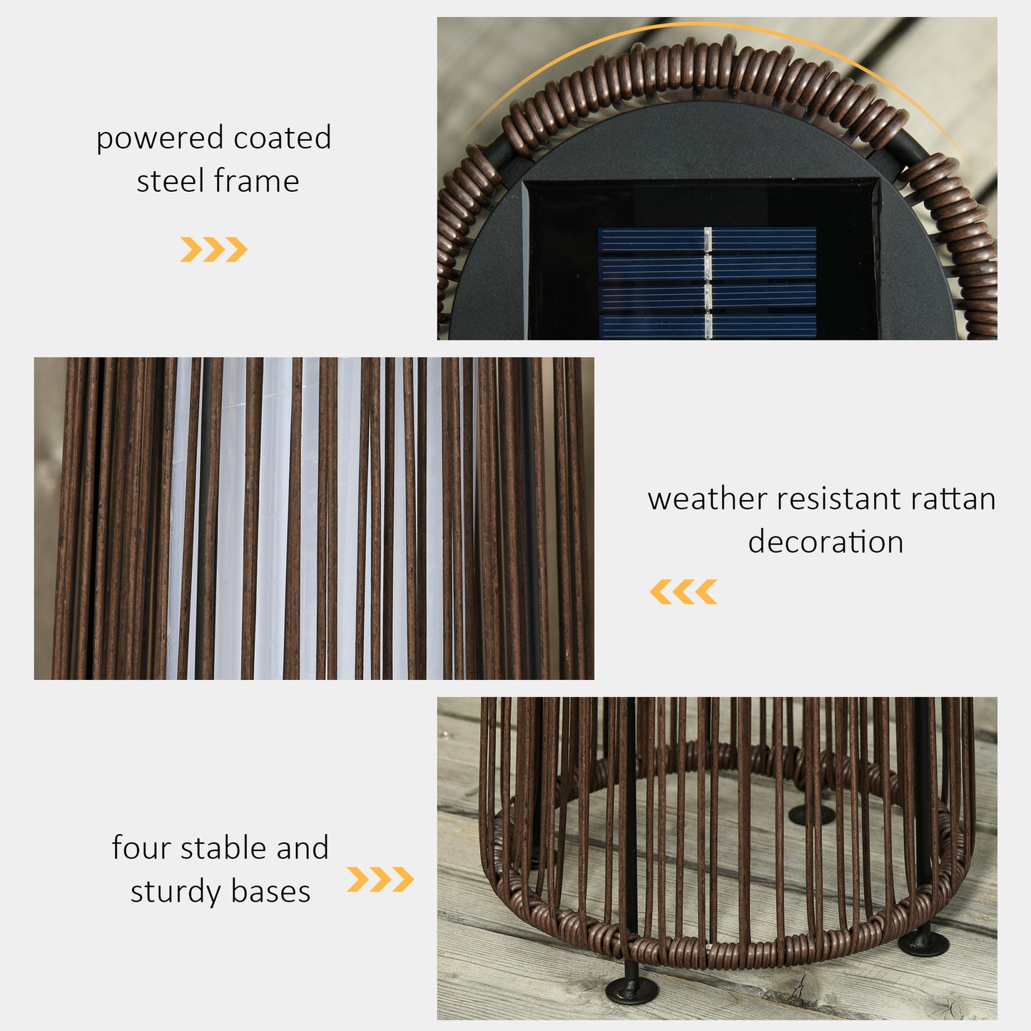 Patio Garden PE Rattan Solar Lights Woven Resin Wicker Lantern Auto