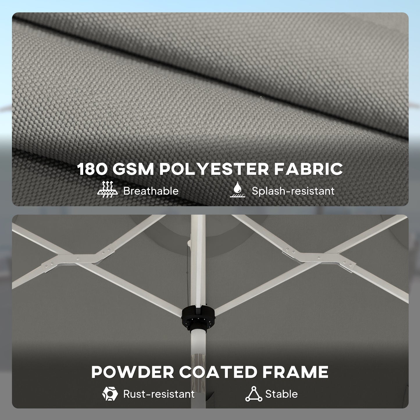 3 m Double-Sided Garden Parasol with LED Solar Lights