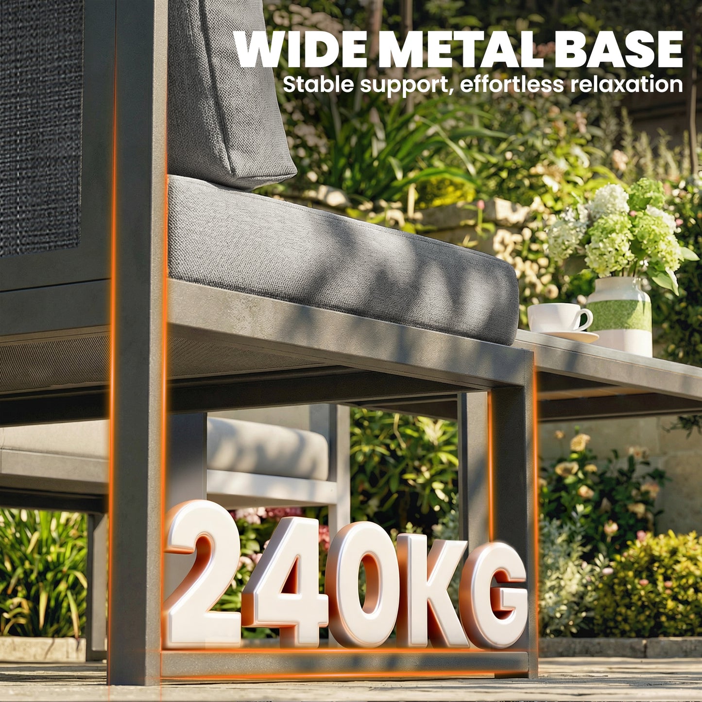6 Seater Metal Garden Furniture Corner Sofa Set with 3 Loveseats