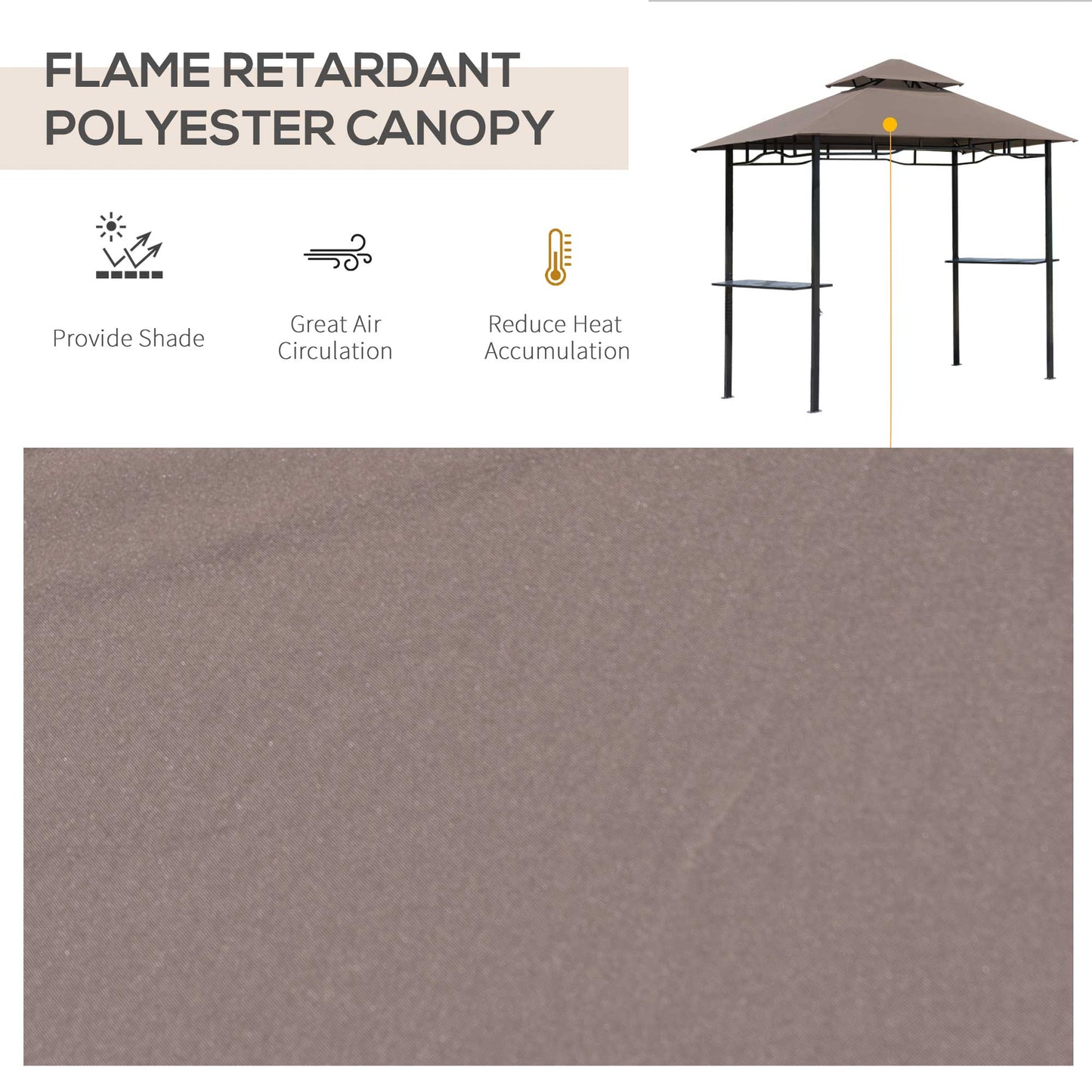 2.5x1.5m (8'x5') Grill Gazebo Canopy
