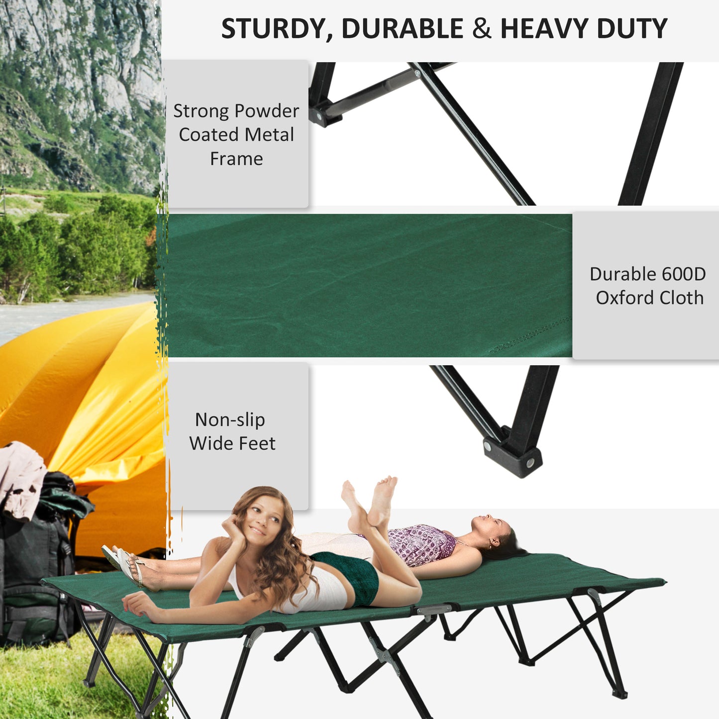 Double Camping Cot Bed, with Bag