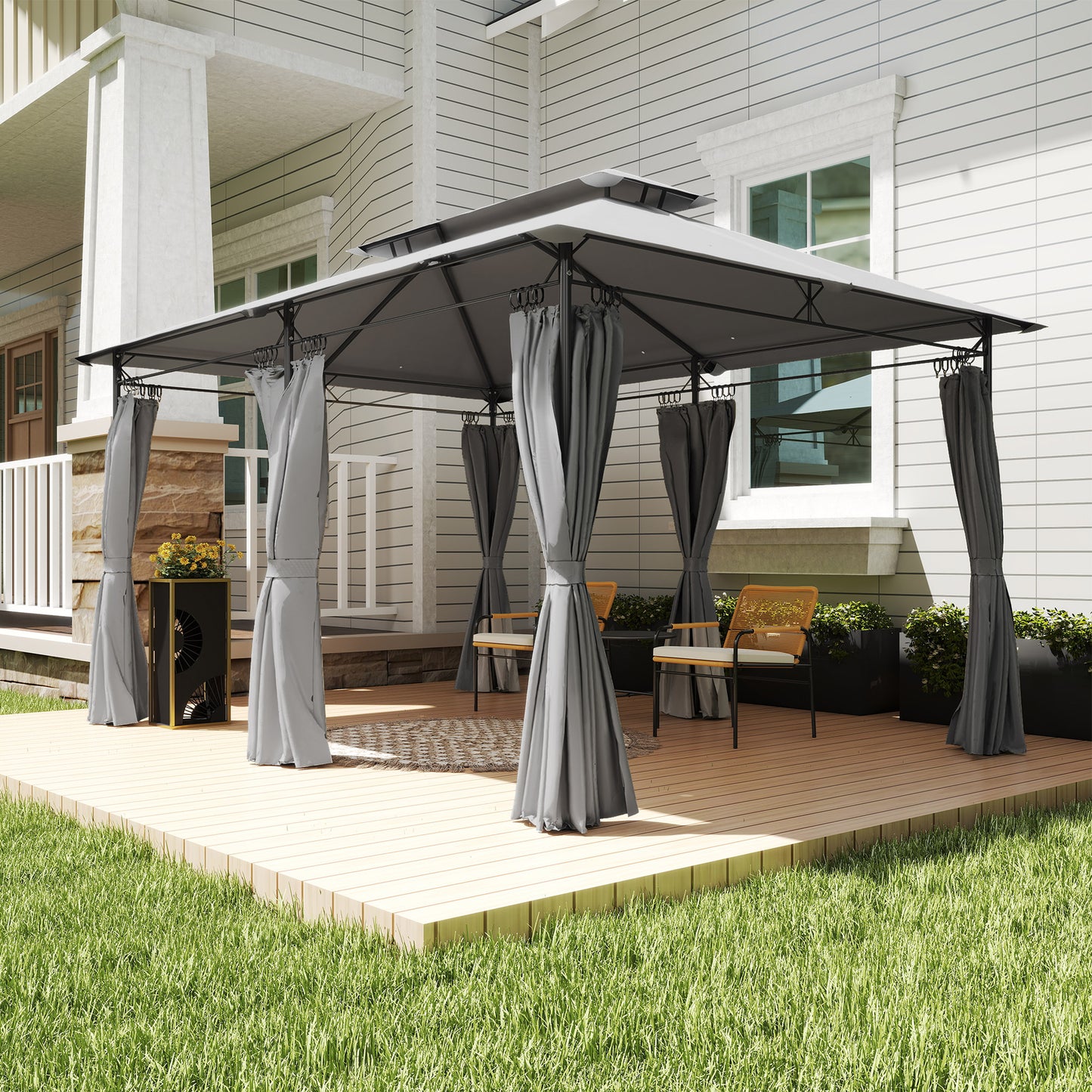 3 x 4m Metal Frame, Two-Tier Roof Gazebo