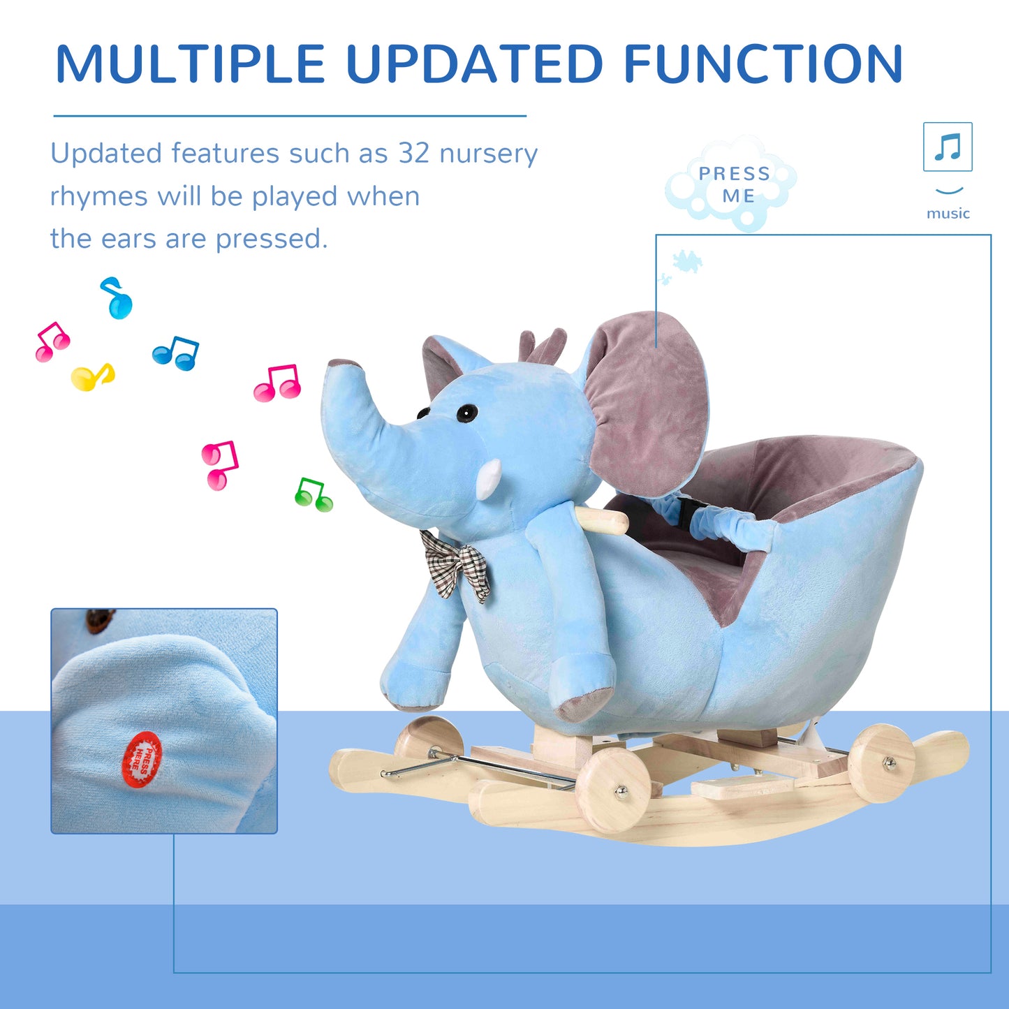 2 In 1 Plush Baby Ride on Rocking Horse Elephant Rocker (1)