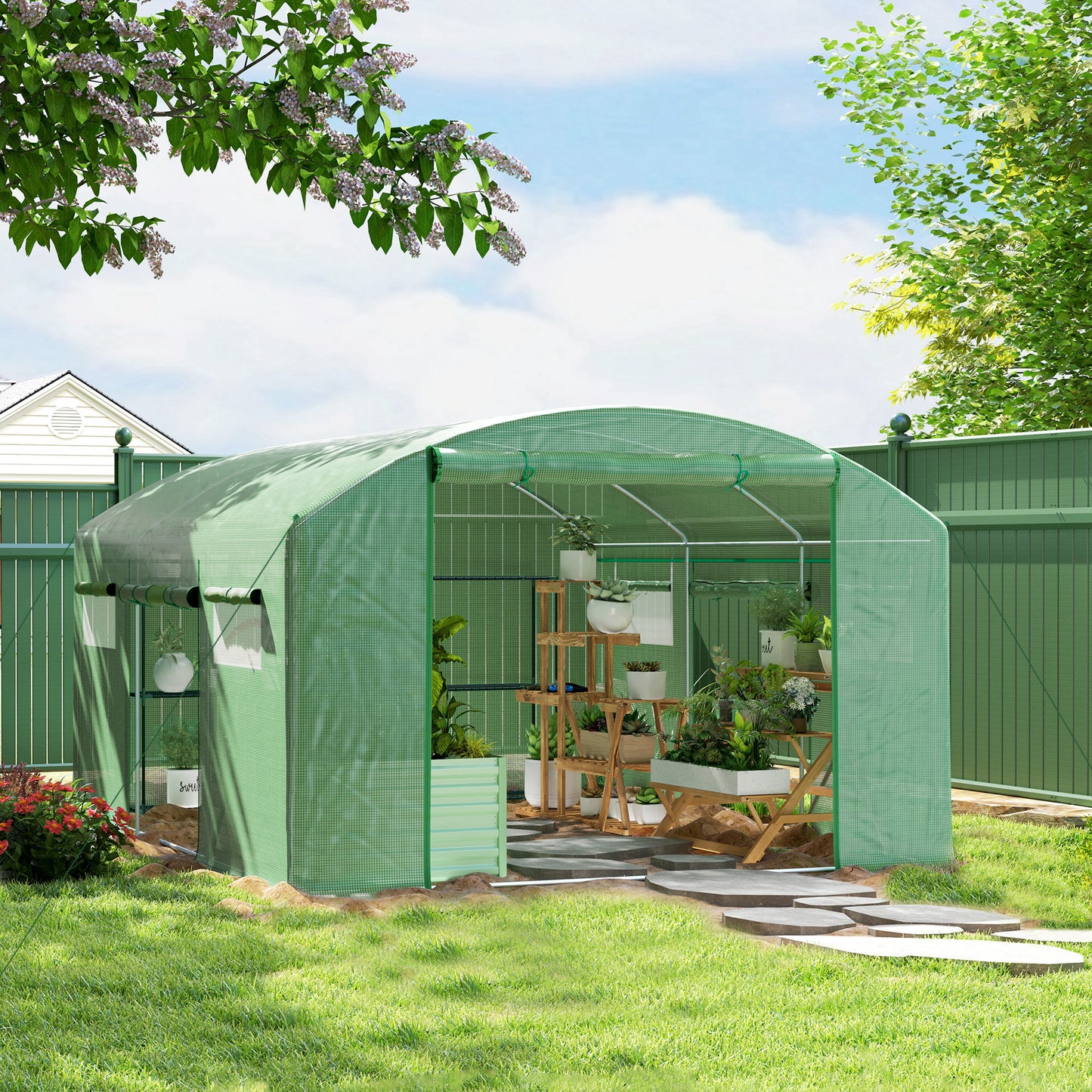 13 x 9.8ft Walk-In Polytunnel Greenhouse
