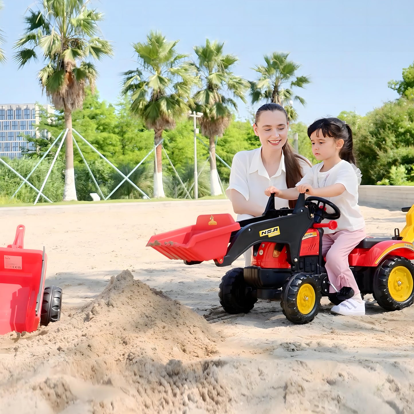 Ride On Tractor for Kids, 3 in 1 Ride On Excavator Toy Car