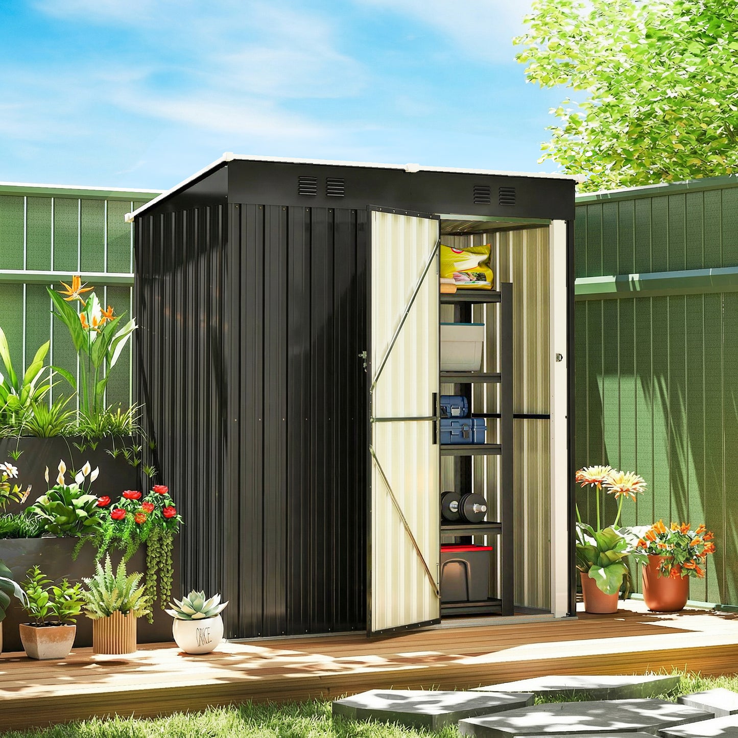 5 x 3 ft Lean-to Garden Shed