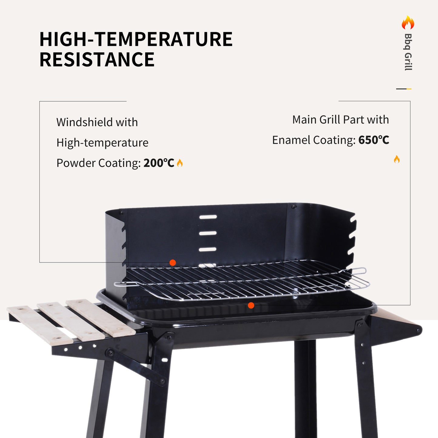Trolley Charcoal BBQ Barbecue Grill Outdoor Patio Garden Heating