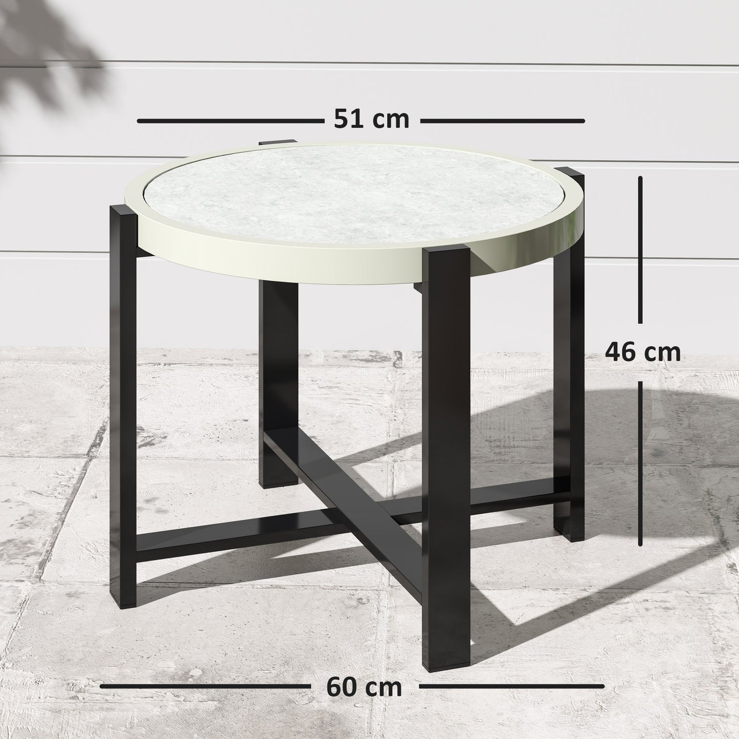 Round Small Garden Table, 60cm Outdoor Side Table