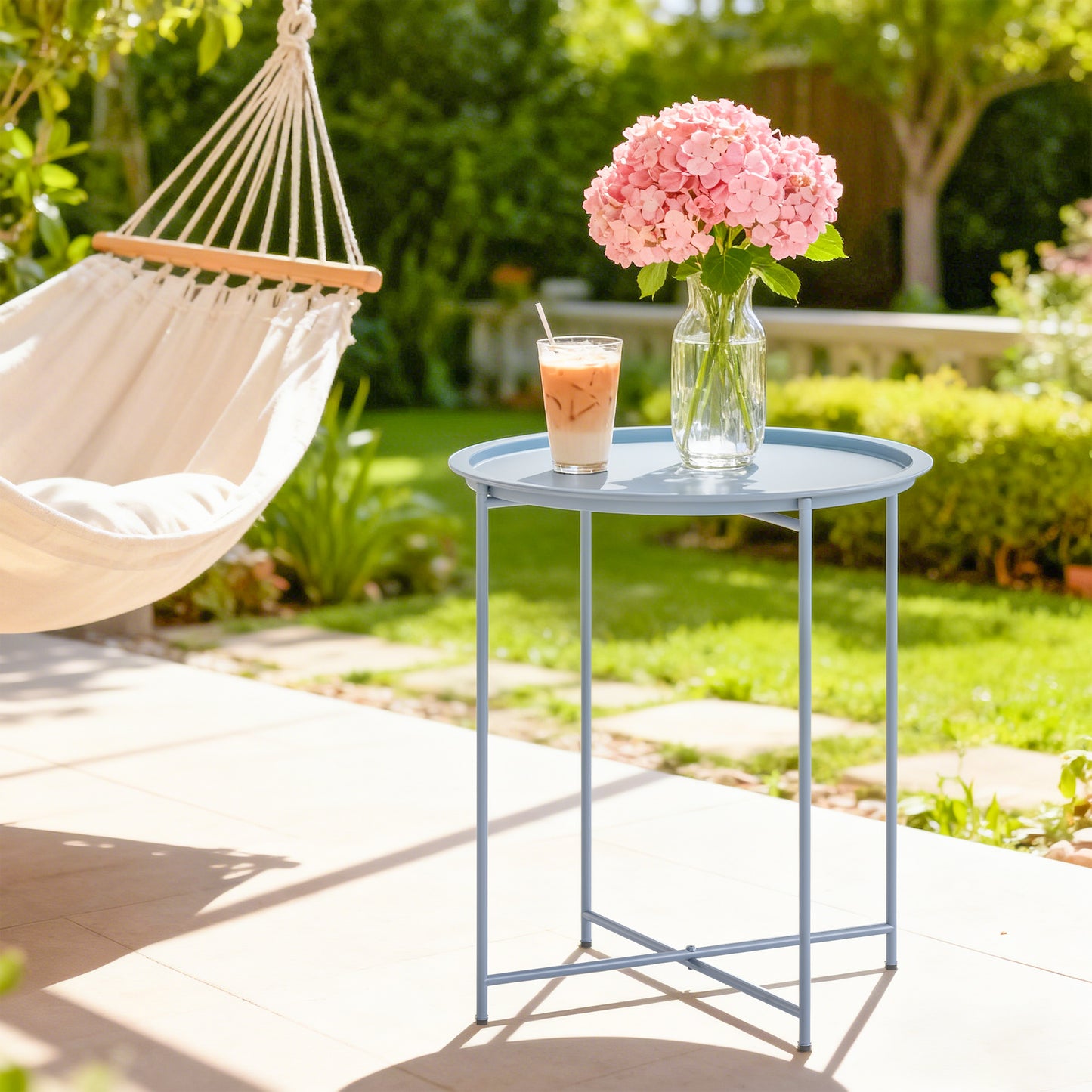 Steel Removable Tray Top Garden Table - Blue