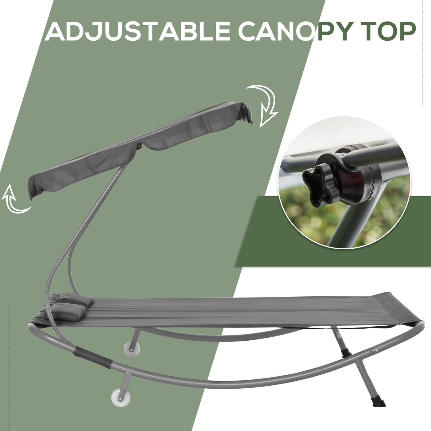 Double Sun Lounger with Adjustable Detachable Canopy