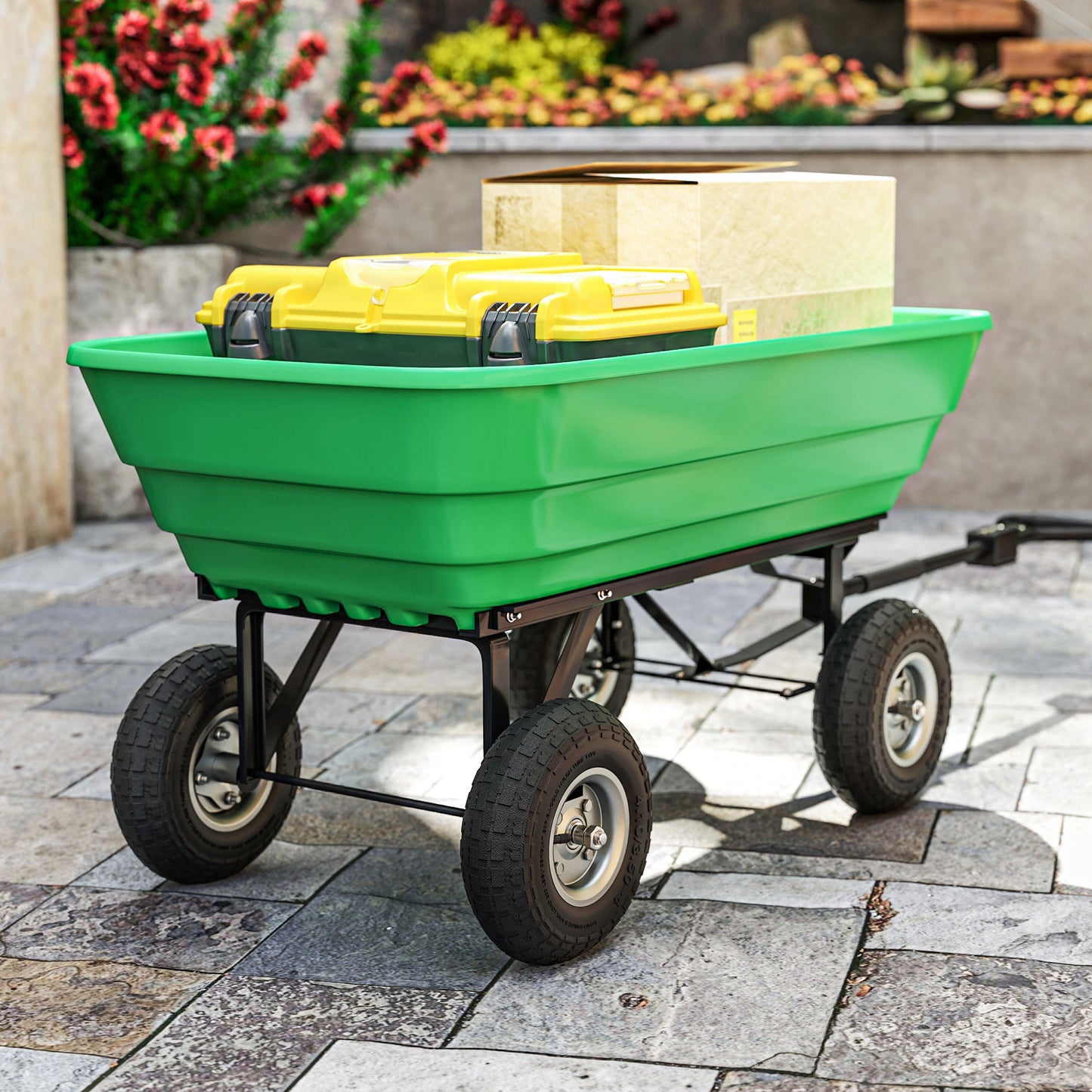 Set of 4 Pneumatic Wheels, 10" Wheelbarrow Wheels Replacement