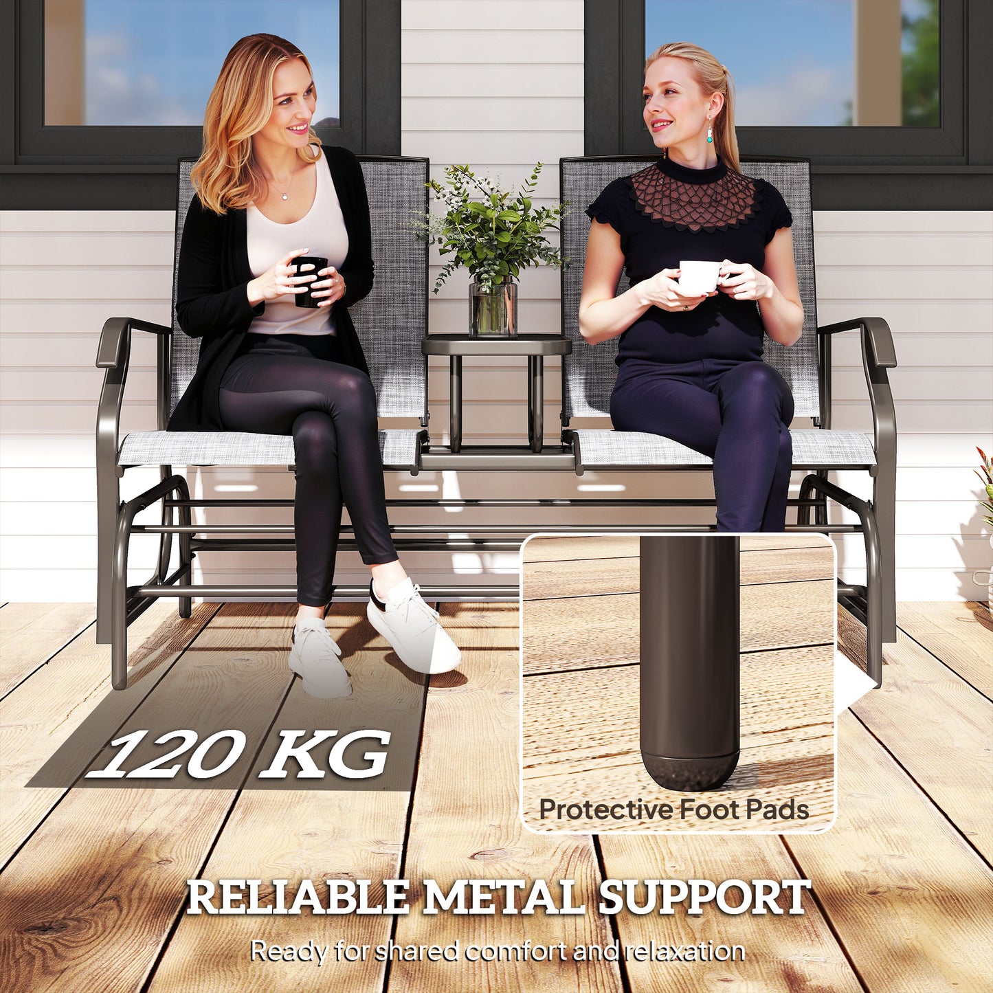 2 Seats Garden Glider Bench