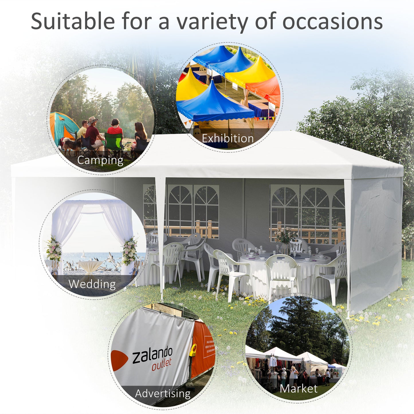 6 x 3 m Party Tent Gazebo Marquee Outdoor Patio Canopy Shelter