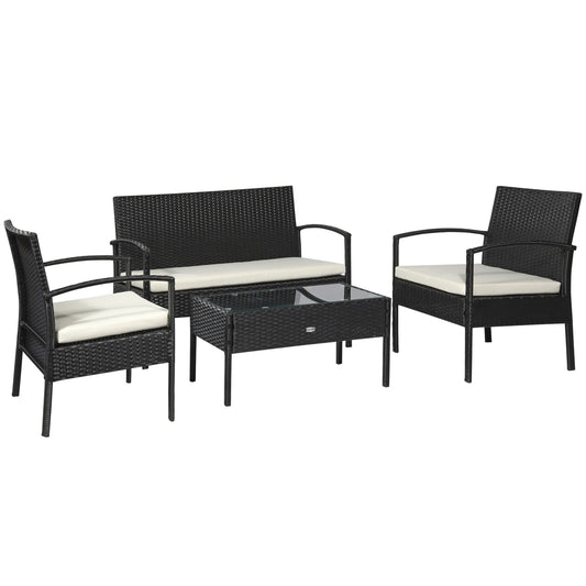 4 Pieces Rattan Garden Furniture Set