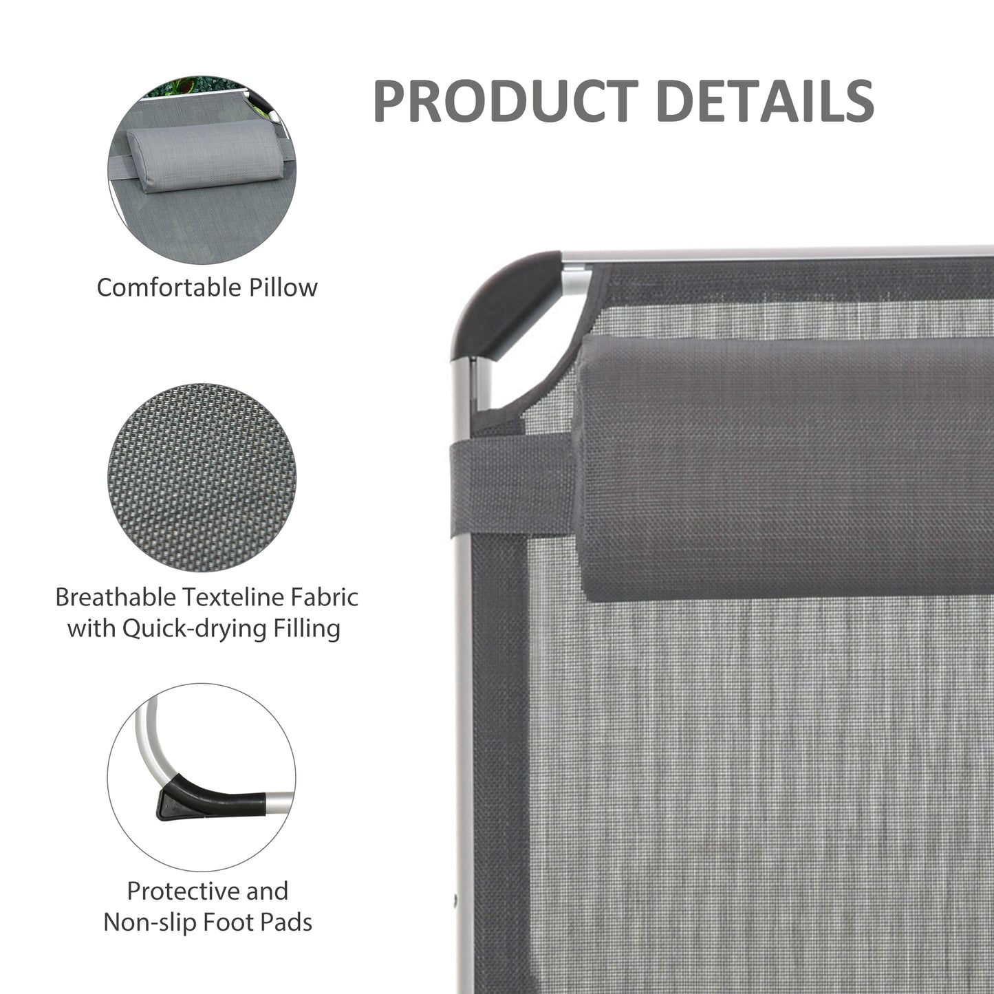 Foldable Outdoor Sun Loungers Set of 2