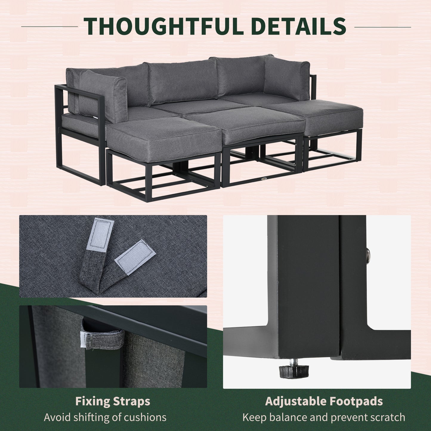 6 Piece Outdoor Couch, Sectional Sofa Set