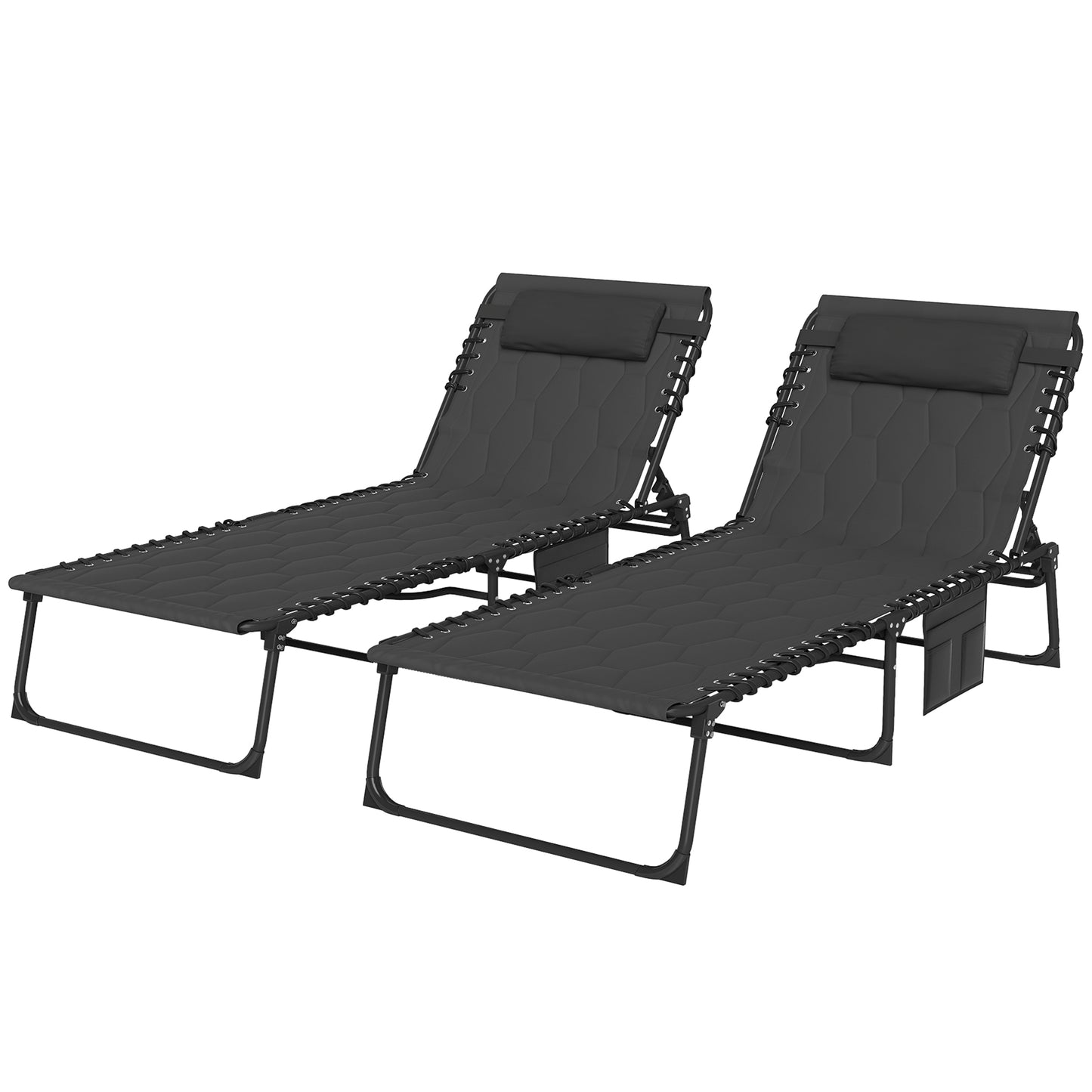 Set of Two Sun Loungers, with Five-Position Reclining Backs