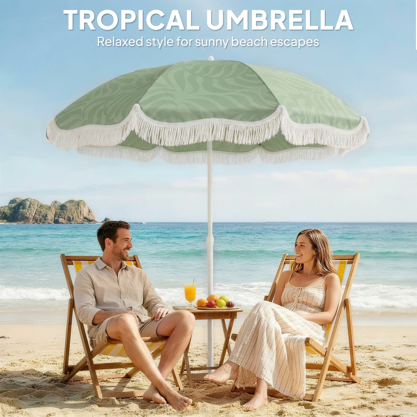 1.8 m Beach Umbrella Parasol with Sand Anchor