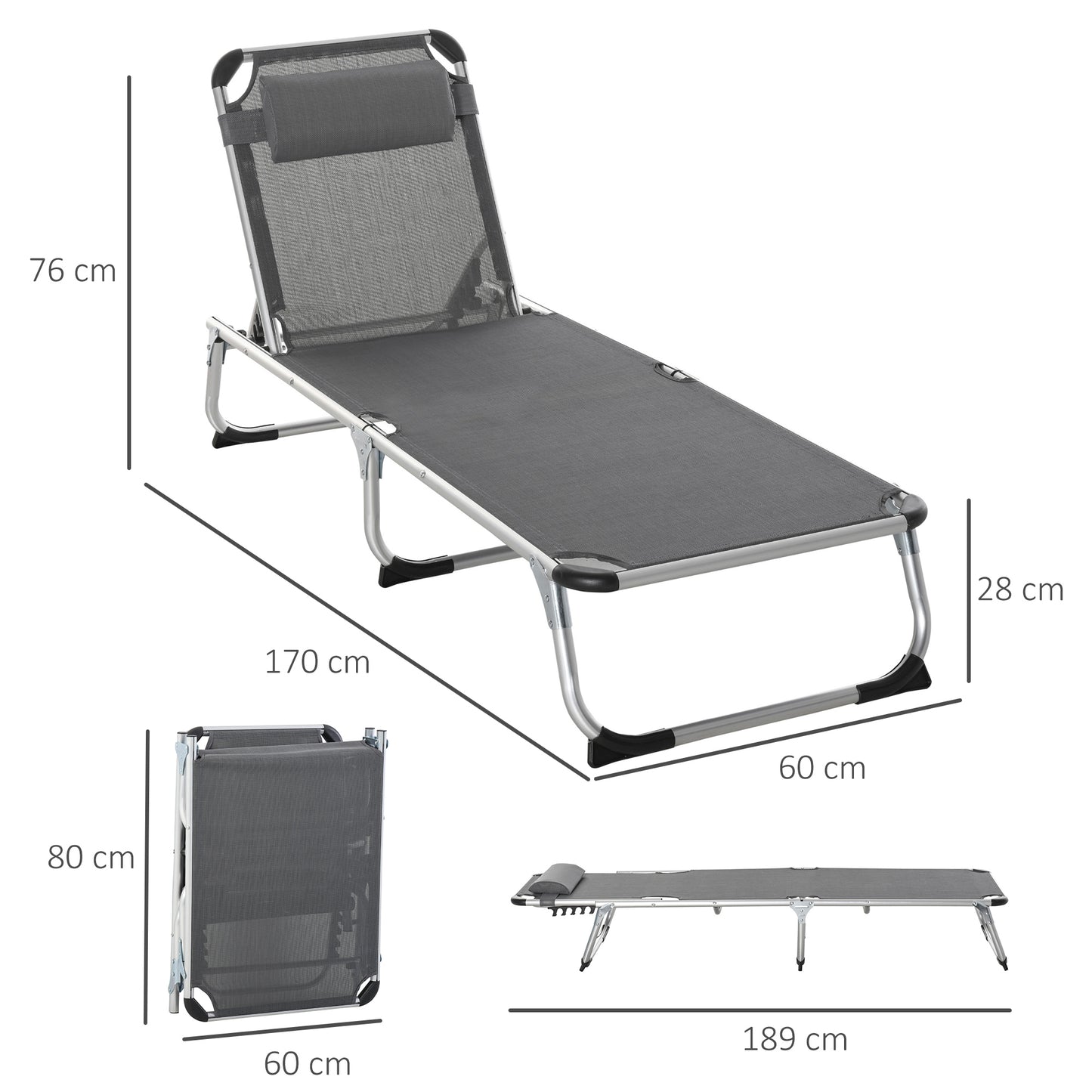 Foldable Outdoor Sun Loungers Set of 2