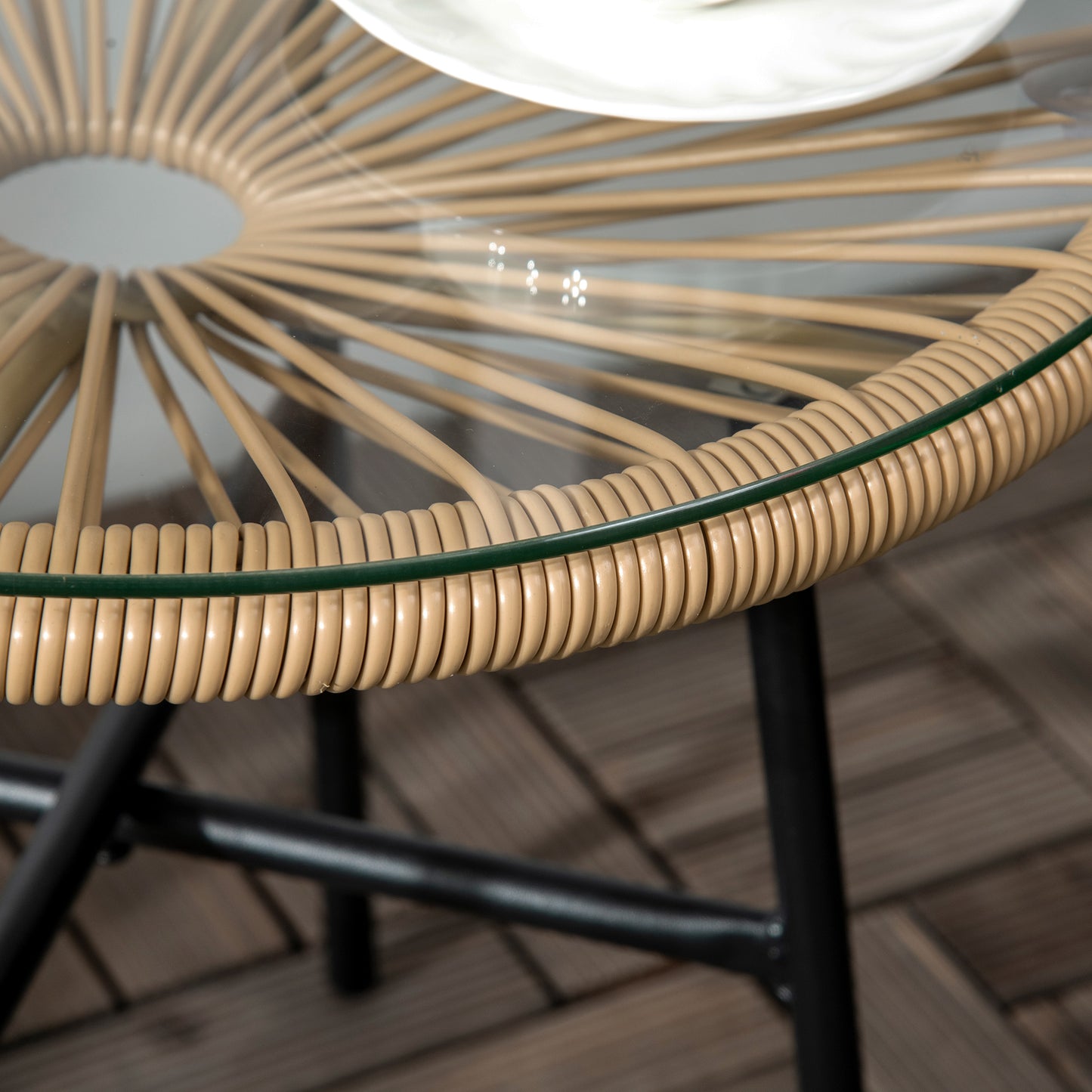 Rattan Side Table, Round Outdoor Coffee Table