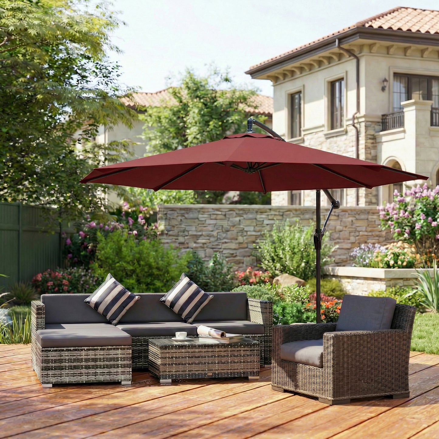 3 m Overhanging Cantilever Parasol, with Cross Base