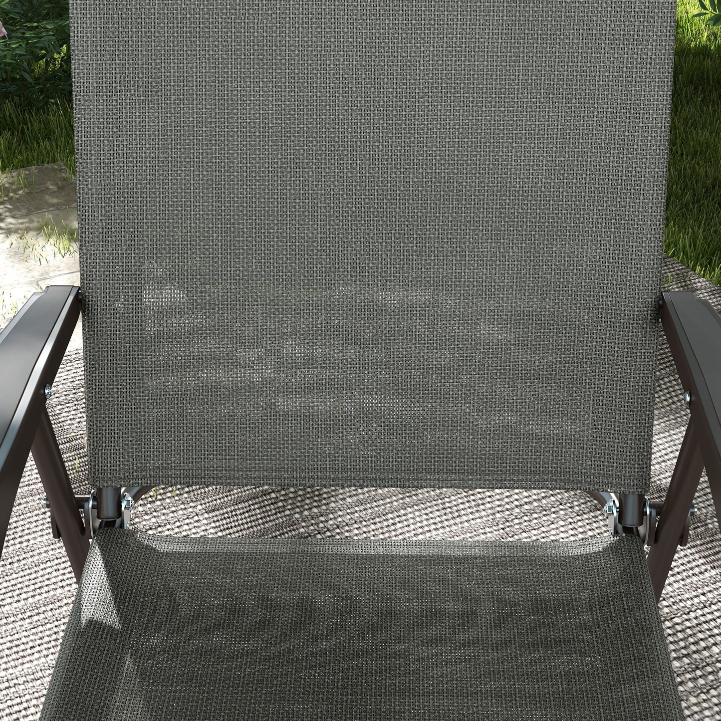 Set of Two Folding Garden Chairs, with Fabric Mesh Seats