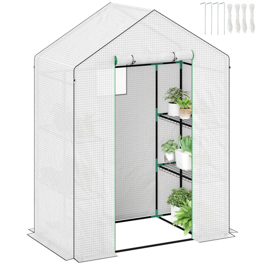 143 x 74cm Walk-In Greenhouse, with Shelves