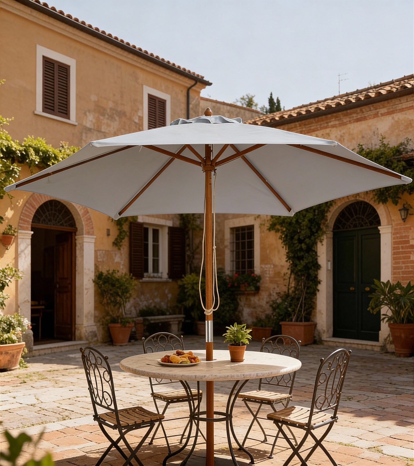2.5m Wood Garden Parasol Sun Shade Patio Outdoor Wooden Umbrella