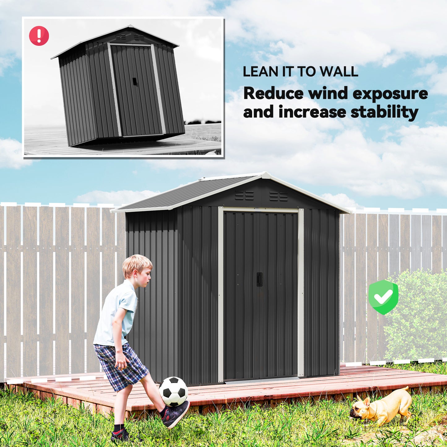6.5 x 3.5ft Metal Garden Storage Shed