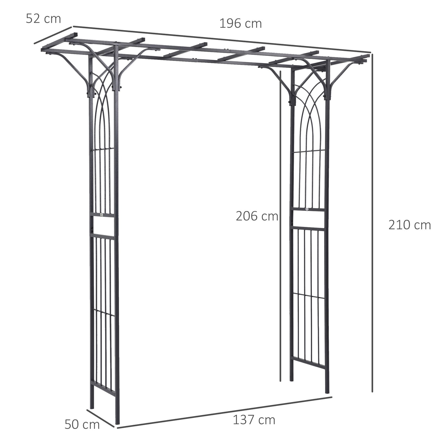 210cm Decorative Metal Garden Trellis Arch