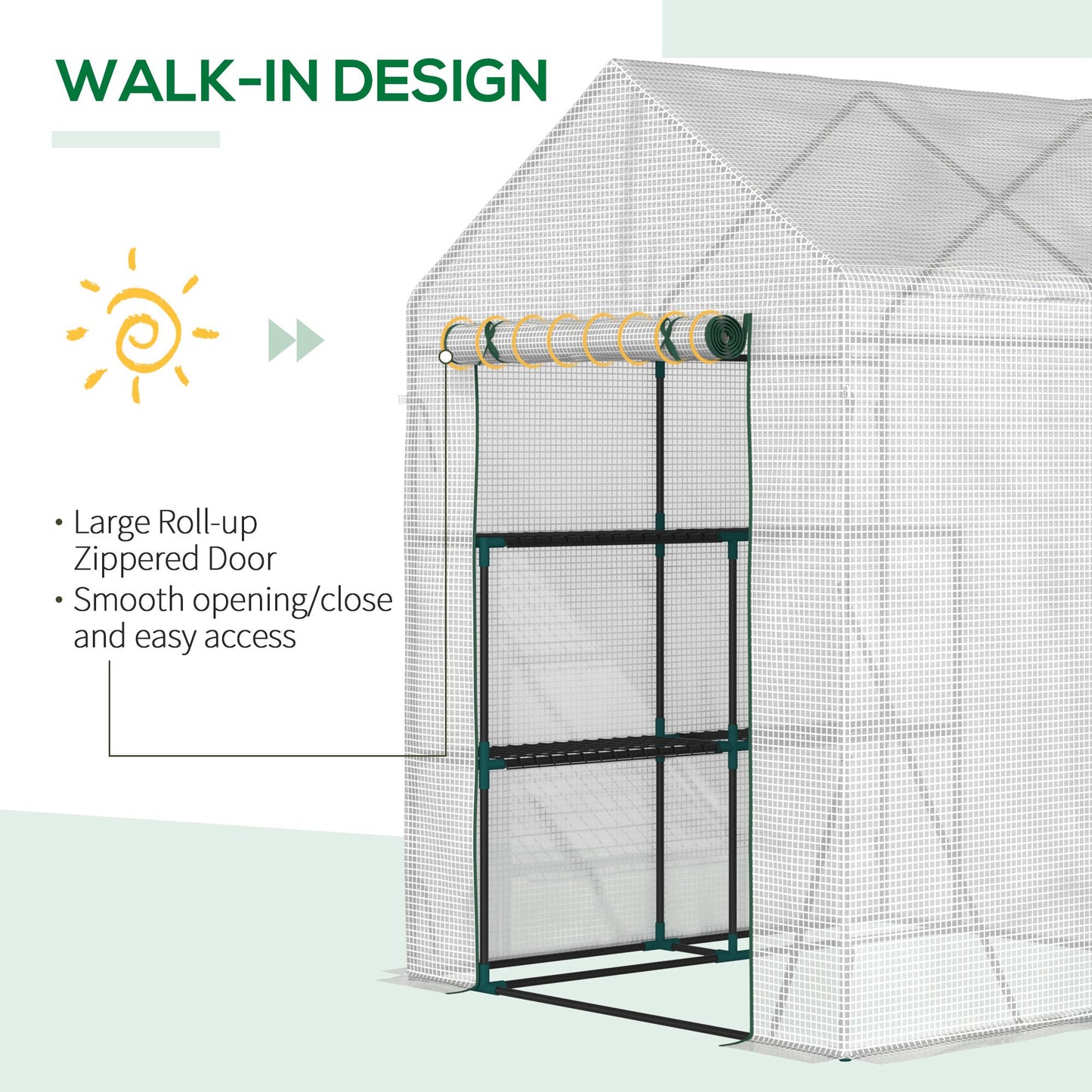 Walk In Greenhouse with 2 Tier Shelf (1)