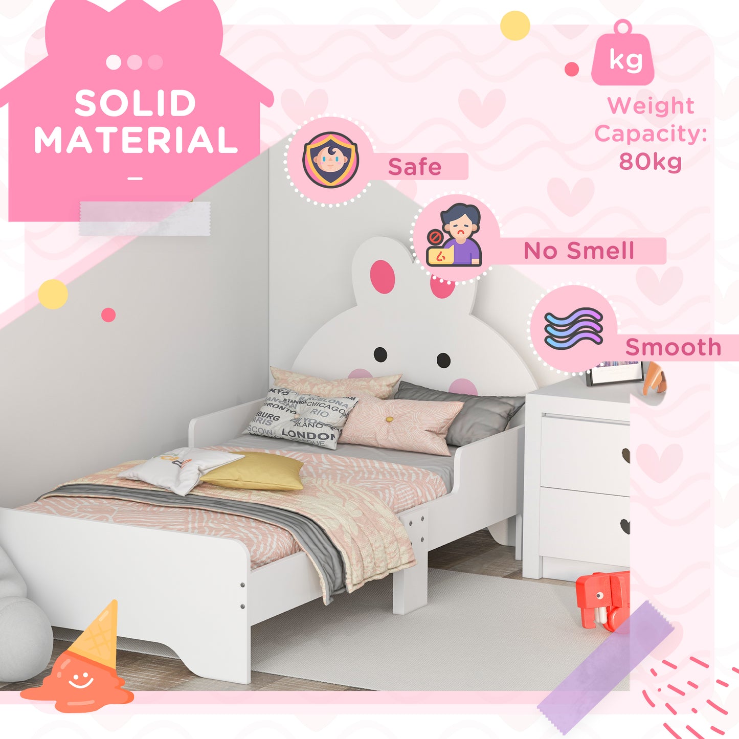 Wooden Kids Bedroom Furniture Set with Kids Dressing Table, Stool